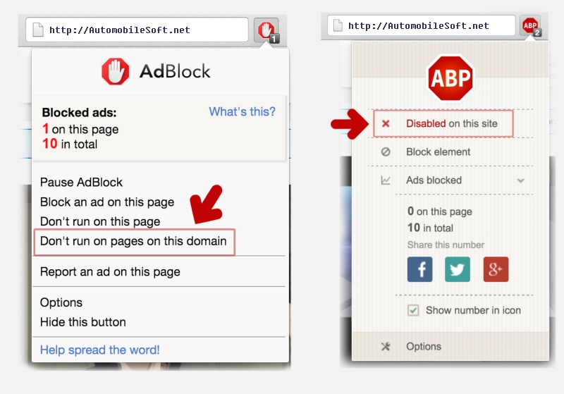 Disable an Ad Blocker for Site